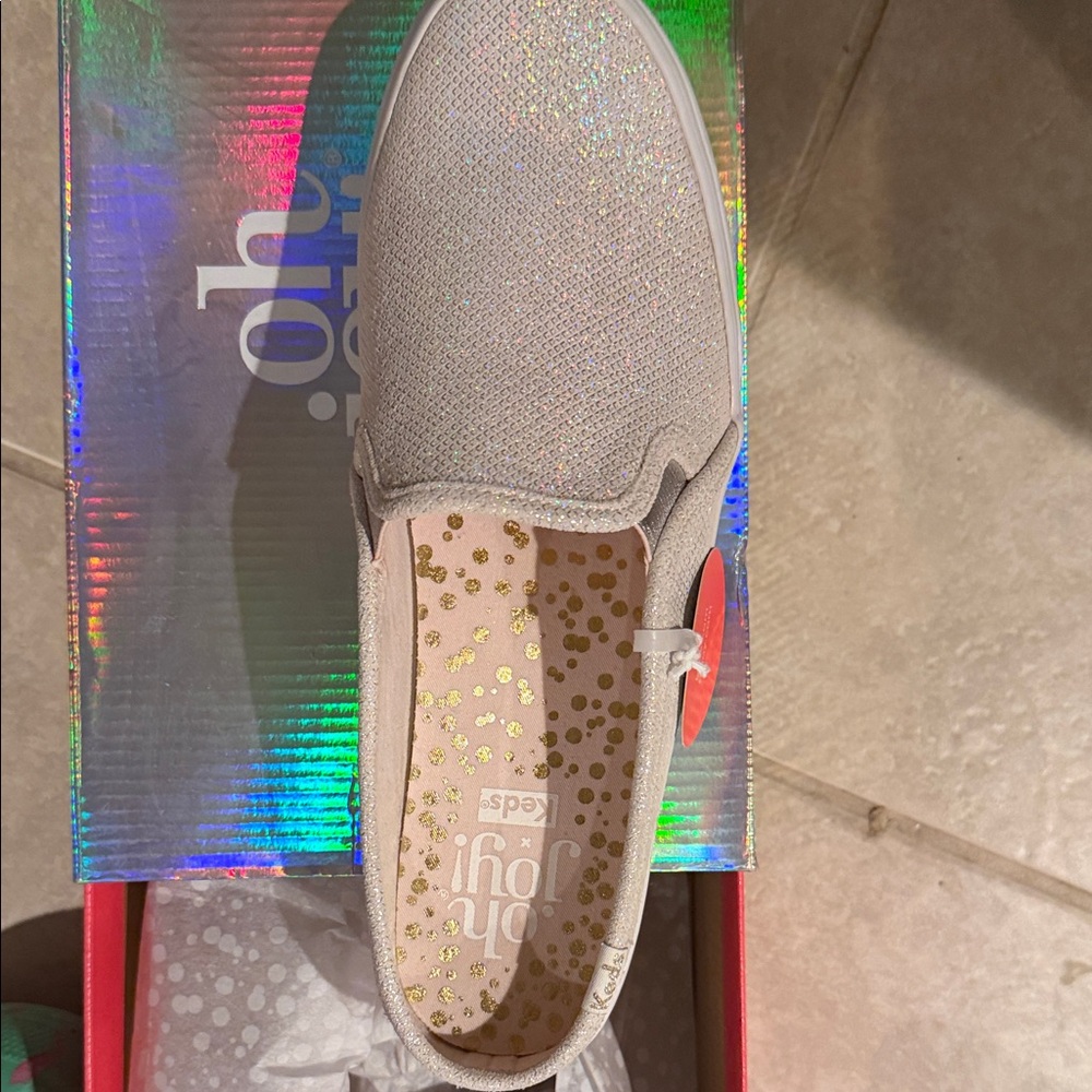 Keds Silver Glitter Slip-On Sneakers